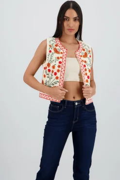 Chaleco detalle bordado flores