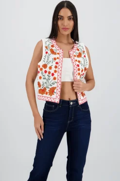 Chaleco detalle bordado flores