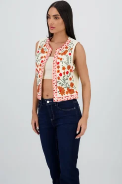 Chaleco detalle bordado flores