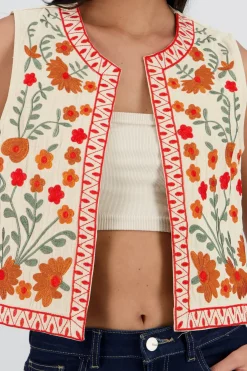 Chaleco detalle bordado flores