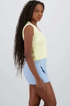 Chaleco tejido acanalado botones