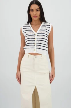 Chaleco tejido detalle rayas