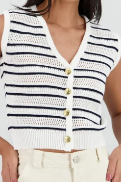 Chaleco tejido detalle rayas