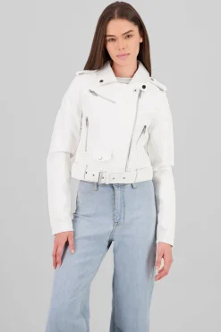 Chamarra Biker Efecto Piel Cierre