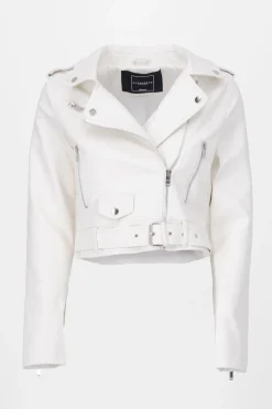 Chamarra Biker Efecto Piel Cierre