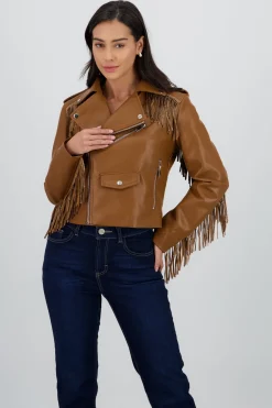 Chamarra Biker Fringe Brillos
