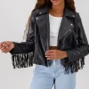 Chamarra Biker Fringe Brillos