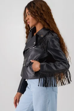 Chamarra Biker Fringe Brillos