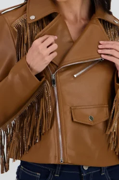 Chamarra Biker Fringe Brillos