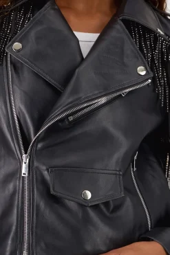 Chamarra Biker Fringe Brillos