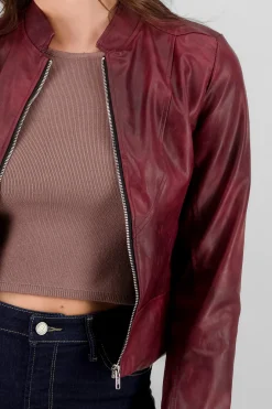 Chamarra efecto piel deslavado