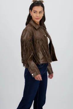 Chamarra Fringe Brillos