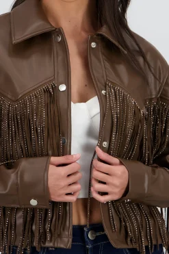 Chamarra Fringe Brillos
