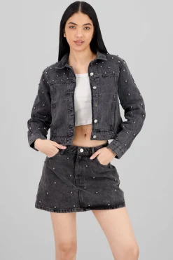 Chamarra trucker aplicación perlas