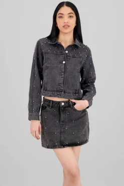 Chamarra trucker aplicación perlas