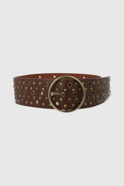 Cinturón ancho hebilla aro studs