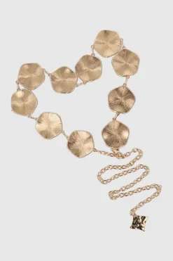 Cinturon cadena bloques con textura dorado