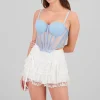Corset copas mesh plisadas