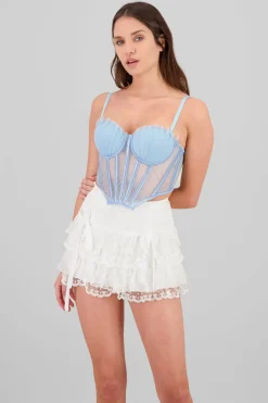 Corset copas mesh plisadas