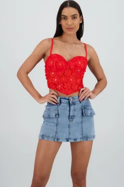 Corset varillas detalle flores