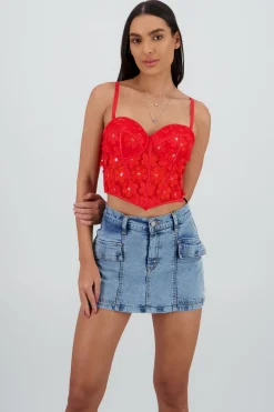 Corset varillas detalle flores