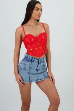 Corset varillas detalle flores