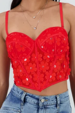 Corset varillas detalle flores