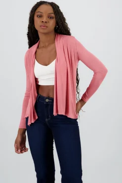 Cárdigan Corto Caída Cascada Manga Larga