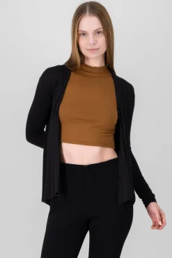 Cárdigan Corto Caída Cascada Manga Larga