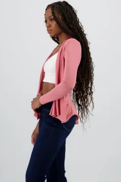 Cárdigan Corto Caída Cascada Manga Larga