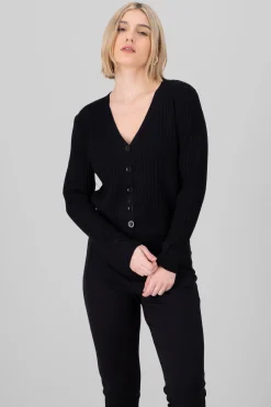 Cárdigan tejido acanalado botones