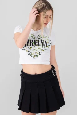 Crop manga corta nirvana flores