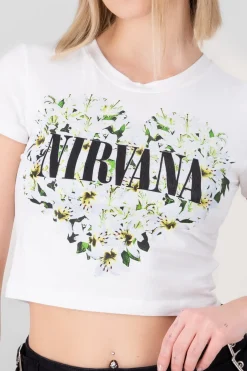 Crop manga corta nirvana flores