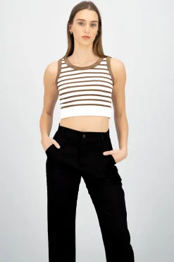 Crop Top De Rayas Sin Manga