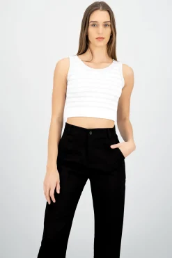 Crop Top De Rayas Sin Manga