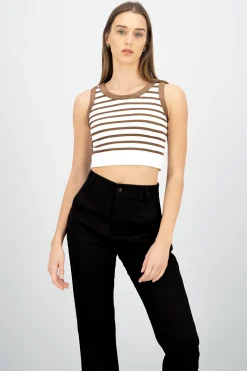 Crop Top De Rayas Sin Manga