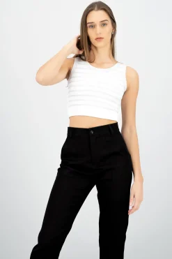 Crop Top De Rayas Sin Manga