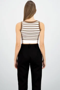 Crop Top De Rayas Sin Manga