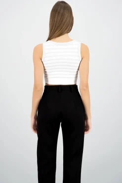 Crop Top De Rayas Sin Manga