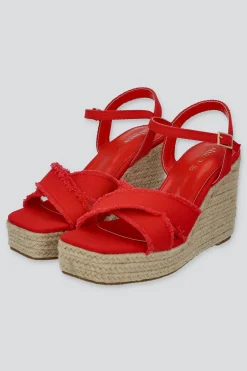 Cuña punta cuadrada borde deshilado