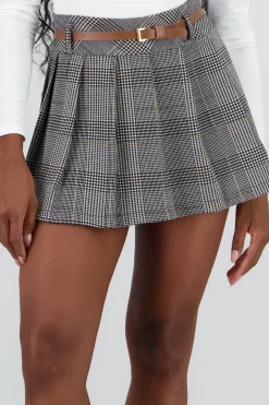 FALDA CUADROS DETALLE CINTURON