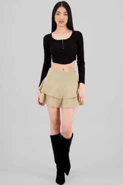 Falda Doble Olan Pretina Ancha