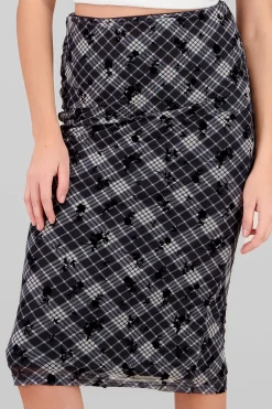 Falda maxi cuadros detalle flores