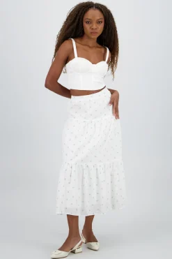 Falda maxi floral con textura