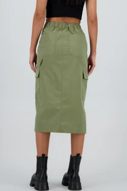 Falda midi detalle pretina lisa