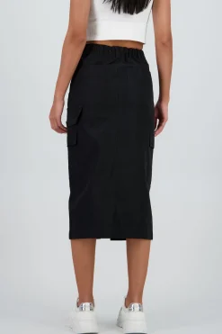 Falda midi detalle pretina lisa