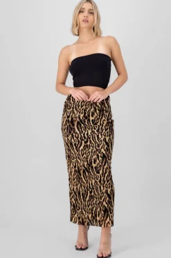 Falda midi estampado leopardo