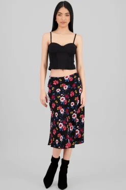 Falda midi flores