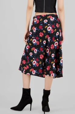 Falda midi flores