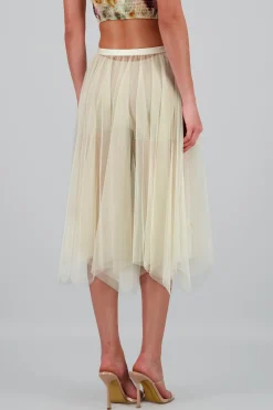 Falda midi mesh polkas